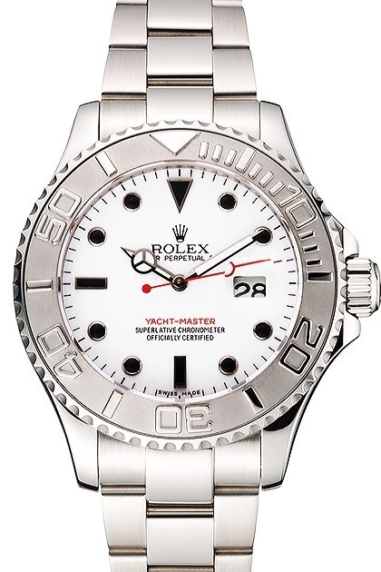 Rolex copies cheap White Dial And Steel Bracelet Stainless Rolex Case Yacht-Master 0709